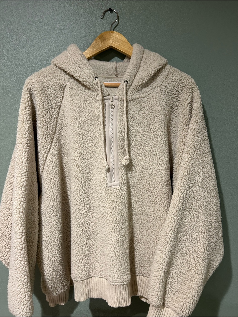 Arizona Jean Company Cream Sherpa Half-Zip Hoodie